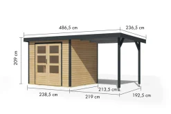 Karibu Gartenhaus Hollywood in versch. Größen und Farben, opt. mit Anbaudach ^ Karibu Holztechnik Best