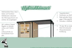 Karibu Holztechnik Karibu Gartenhaus Hollywood in versch. Größen und Farben, opt. mit Anbaudach naturbelassen Outlet