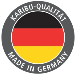 Gartenhaus San Antonio mit Anbaudach beidseitig anbringbar und Fußboden im Set naturbelassen ^ Karibu Hot
