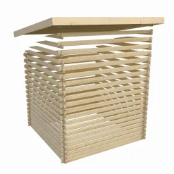 Gartenhaus San Antonio mit Anbaudach beidseitig anbringbar und Fußboden im Set naturbelassen ^ Karibu Hot