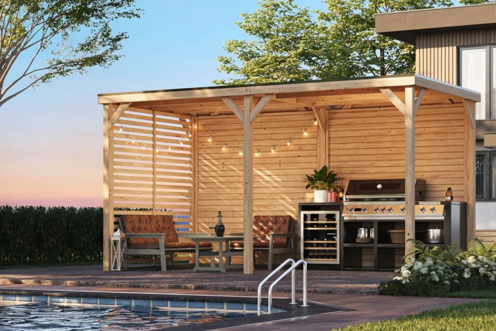 Karibu Grillunterstand Rocky Pavillon Doppel Set ^ Karibu Holztechnik Hot
