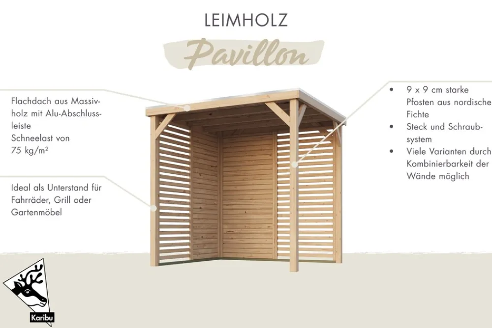 Karibu Grillunterstand Rocky Pavillon Doppel Set ^ Karibu Holztechnik Hot