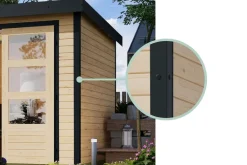 Karibu Hybrid Gartenhaus Hollywood naturbelassen inkl. Fußboden Gartenlaube Geräteschuppen Gartenhütte Hot