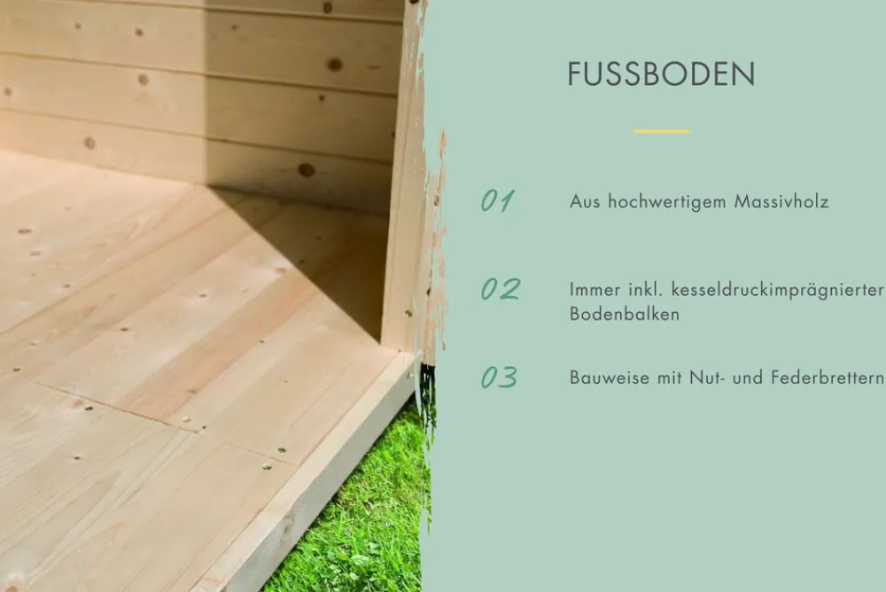 Karibu Hybrid Gartenhaus Hollywood naturbelassen inkl. Fußboden Gartenlaube Geräteschuppen Gartenhütte Hot