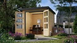 Karibu Hybrid Gartenhaus Hollywood naturbelassen inkl. Fußboden Gartenlaube Geräteschuppen Gartenhütte Hot