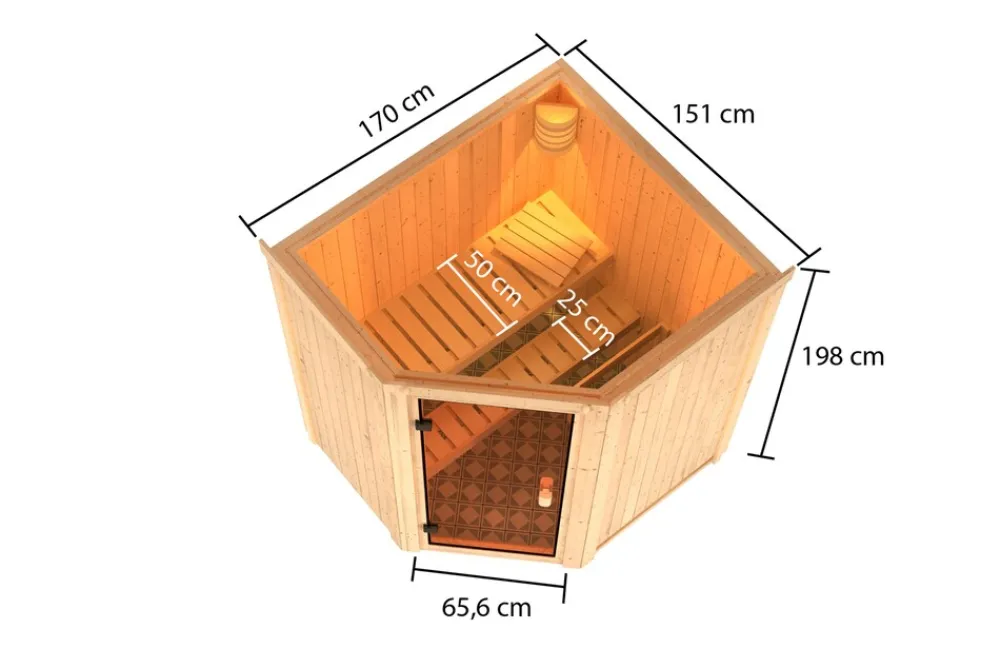 Karibu Innensauna Divna inkl. Saunaofen 3,6kW integr. Steuerung Best