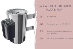 Karibu Innensauna Divna inkl. Saunaofen 3,6kW integr. Steuerung Best