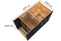 Karibu Holztechnik Karibu 73 mm Saunahaus Belmira inkl. Saunaofen mit eingebauter Steuerung 9 kW schwarz naturbelassen Best