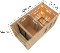 Karibu Holztechnik Karibu 73 mm Saunahaus Belmira inkl. Saunaofen mit eingebauter Steuerung 9 kW schwarz naturbelassen Best
