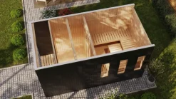 Karibu Holztechnik Karibu 73 mm Saunahaus Belmira inkl. Saunaofen mit eingebauter Steuerung 9 kW schwarz naturbelassen Best