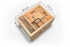 Karibu Holztechnik Karibu 73 mm Saunahaus Lejana inkl. Saunaofen mit eingebauter Steuerung 9 kW schwarz naturbelassen Clearance