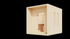 Karibu Holztechnik Karibu 73 mm Saunahaus Lejana inkl. Saunaofen mit eingebauter Steuerung 9 kW schwarz naturbelassen Clearance