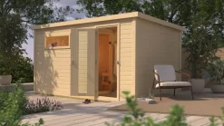 Karibu Holztechnik Karibu 38mm Saunahaus Melo 6 inkl. Ofen 9 kW integr. Strg Best