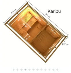 Karibu Holztechnik Karibu 38mm Saunahaus Melo 6 inkl. Ofen 9 kW integr. Strg Best