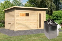 Karibu Holztechnik Karibu 38mm Saunahaus Melo 6 inkl. Ofen 9 kW integr. Strg Best