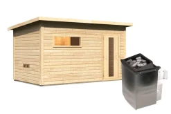 Karibu Holztechnik Karibu 38mm Saunahaus Melo 6 inkl. Ofen 9 kW integr. Strg Best