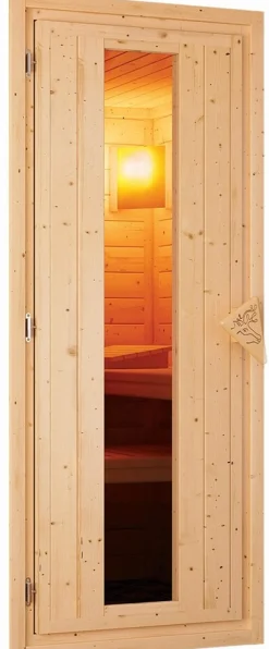38 mm Saunahaus Melo 3 naturbelassen mit Ofen 9 kW integrierte Strg ^ Karibu Clearance