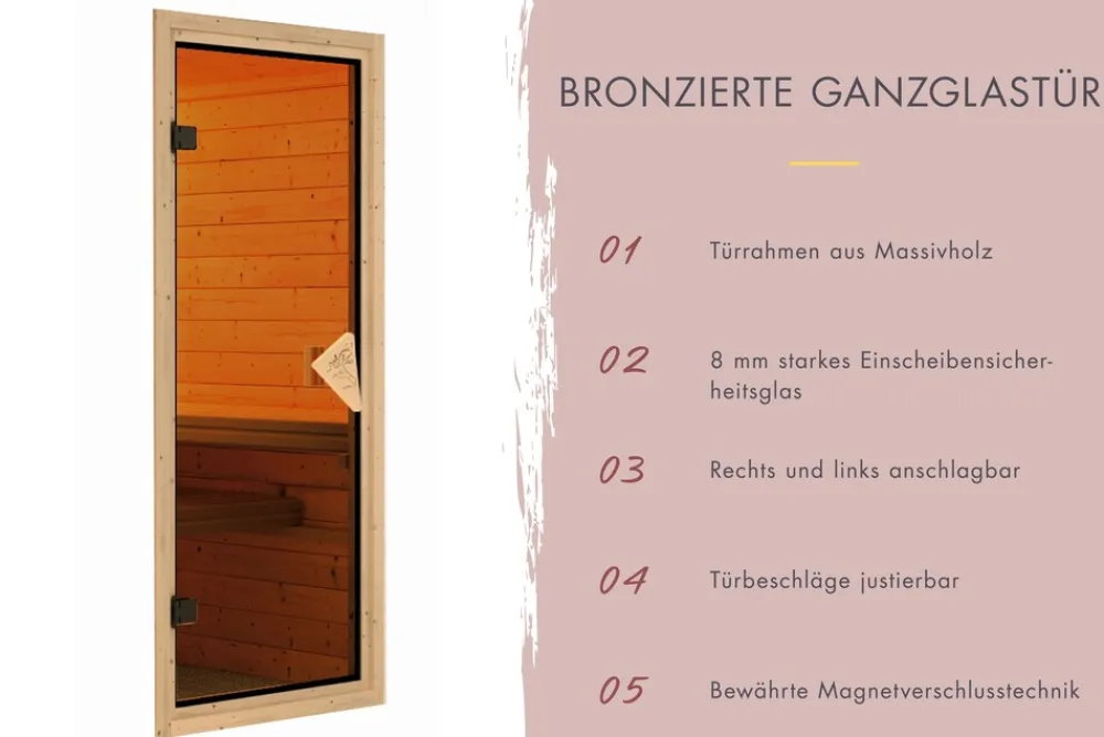 Karibu Holztechnik Karibu 68 mm Sauna Ida inkl. Ofen ,6 kW intgr. Strg Best