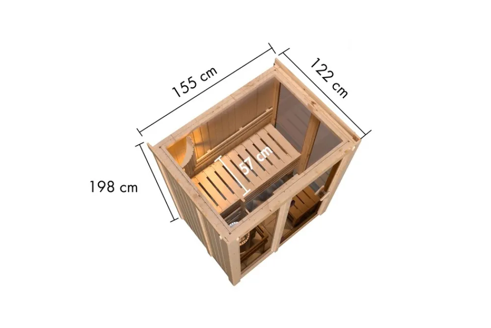 Karibu Holztechnik Karibu 68 mm Sauna Ida inkl. Ofen ,6 kW intgr. Strg Best