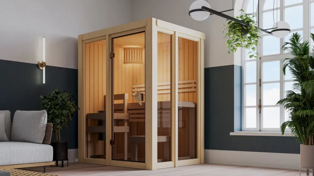 Karibu Holztechnik Karibu 68 mm Sauna Ida inkl. Ofen ,6 kW intgr. Strg Best