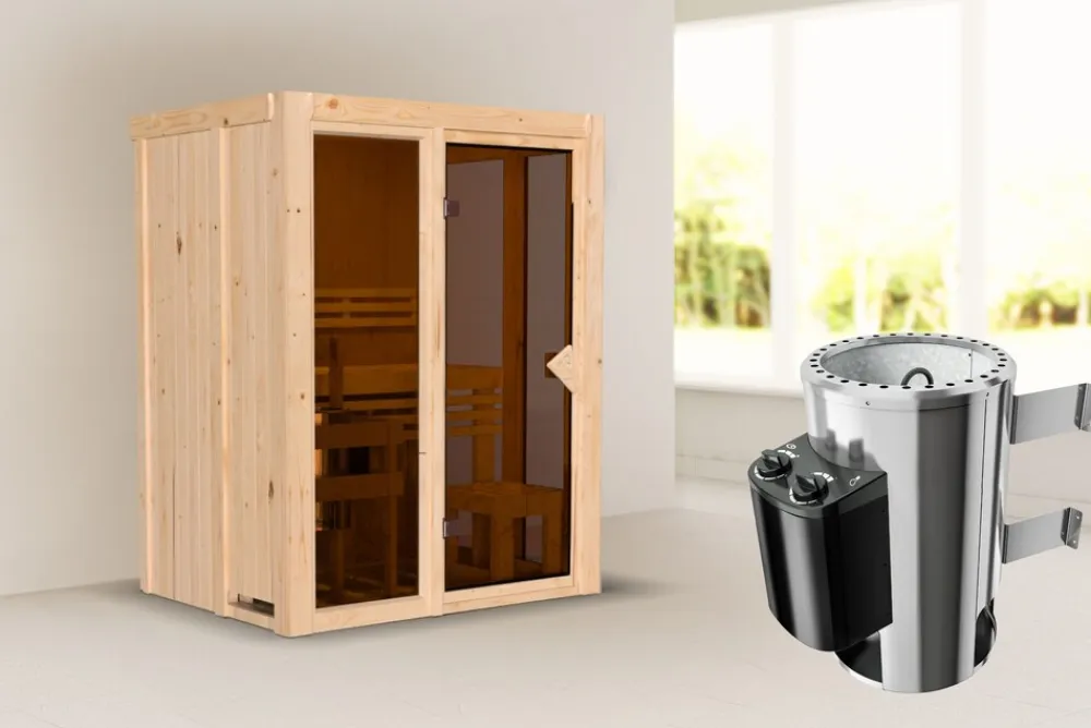 Karibu Holztechnik Karibu 68 mm Sauna Ida inkl. Ofen ,6 kW intgr. Strg Best