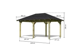 Karibu Pavillon "Jalingo 2" SET kdi mit Schindeln schwarz ^ Karibu Holztechnik New