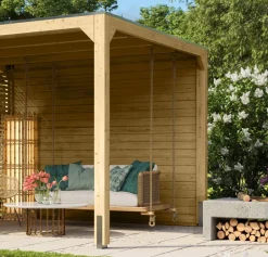 Karibu Pavillon naturbelassen 3,2 x 3,2m Leimholz ^ Karibu Holztechnik New