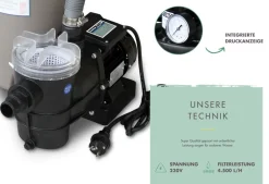 Poolfilteranlage 4 m3 bestehend aus Sandfilter, Pumpe ^ Karibu New
