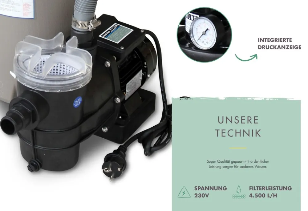 Poolfilteranlage 4 m3 bestehend aus Sandfilter, Pumpe ^ Karibu New