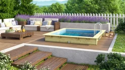Karibu Rechteckiger kdi Massivholz Pool 308,7 x 276,5 cm Leitern und Zubehör inklusive ^ Karibu Holztechnik