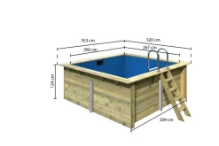 Karibu Rechteckiger kdi Massivholz Pool 308,7 x 276,5 cm Leitern und Zubehör inklusive ^ Karibu Holztechnik