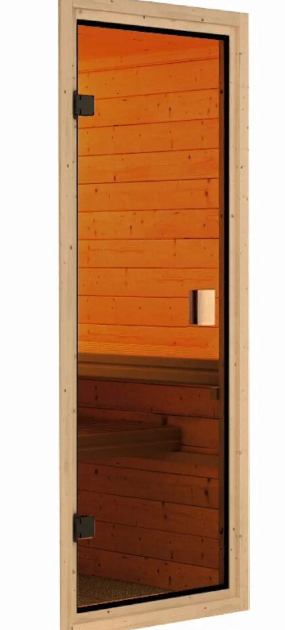 Karibu Holztechnik Karibu Saunahaus "Ondo 1" SET naturbelassen mit Ofen 9 kW ext. Strg, Kabel, Dachfolie, Fenster Hot