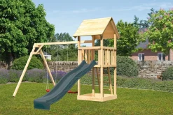 Karibu Spielturm Lotti Satteldach + Rutsche + Doppelschaukel ^ Karibu Holztechnik Clearance