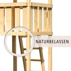 Karibu Holztechnik Karibu Spielturm Lotti Satteldach  mit Rutsche blau und Doppelschaukel