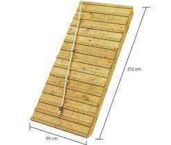 Karibu Stelzenhaus Fidel mit Rutsche blau und Holzrampe ^ Karibu Holztechnik