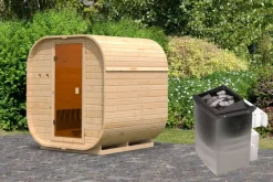 Karibu Holztechnik Karibu Würfelsaunahaus Louisa inkl. Ofen 9 kW integr. Strg & 2x Dacheindeckung Best