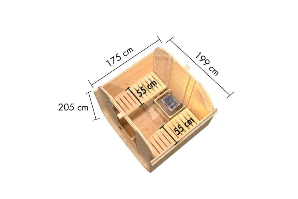 Karibu Holztechnik Karibu Würfelsaunahaus Louisa inkl. Ofen 9 kW integr. Strg & 2x Dacheindeckung Best