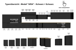 Küche ARIA Hängeschrank 50 cm Höhe 90 cm Schwarz Küchenzeile Anti Fingerprint ^ Küchen-Preisbombe Discount