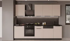 Küche ARONA BASIC 280 Küchenzeile Küchenblock Einbauküche Kaschmir beige Schwarz ^ Küchen-Preisbombe Best
