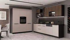 Küche ARONA + MONZA LOFT 280 + 180 cm Küchenzeile Küchenblock Nußbaum Kaschmir ^ Küchen-Preisbombe Best