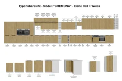 Küchen Hängeschrank 50 cm CREMONA Eiche + Weiß Küche Küchenzeile Küchenblock ^ Küchen-Preisbombe Sale