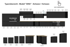 Küchen Hängeschrank 50 Küche ARIA Schwarz matt Küchenzeile Anti Fingerprint ^ Küchen-Preisbombe Online