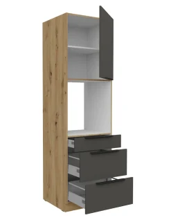 Küchen Hochschrank 60 cm Küche ARIA Graphite matt Anti Fingerprint Küchenzeile ^ Küchen-Preisbombe Outlet