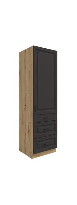 Küchen Hochschrank 60 cm Stilo Grau Küchenzeile Küchenblock mit Schubladen ^ Küchen-Preisbombe Clearance