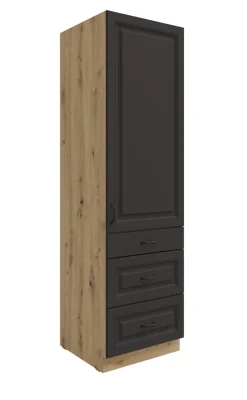 Küchen Hochschrank 60 cm Stilo Grau Küchenzeile Küchenblock mit Schubladen ^ Küchen-Preisbombe Clearance