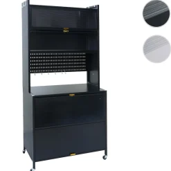 MCW Küchenschrank -O53, Küchenregal Schrank Arbeitsplatte Schrankfächer rollbar Metall 175x80x42cm ~ schwarz Clearance