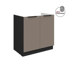 Küchen-Preisbombe Küchen Spülenschrank 80 Küche ARIA Sandgrau matt Anti Fingerprint Küchenzeile