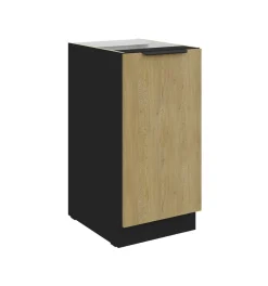 Küchen Unterschrank 40 cm CREMONA Eiche + Schwarz Küche Küchenzeile Küchenblock ^ Küchen-Preisbombe New