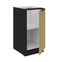 Küchen Unterschrank 40 cm CREMONA Eiche + Schwarz Küche Küchenzeile Küchenblock ^ Küchen-Preisbombe New