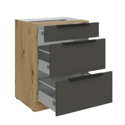 Küchen-Preisbombe Küchen Unterschrank 60 Küche ARIA Graphite matt Anti Fingerprint Küchenzeile New
